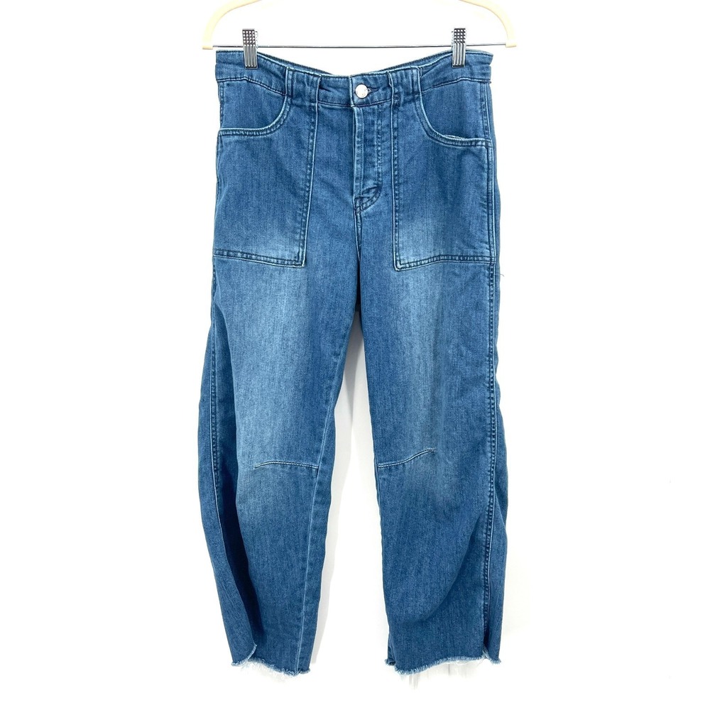 oat new york cloud luxe denim barrel jeans lightweight comfy button fly 6 28